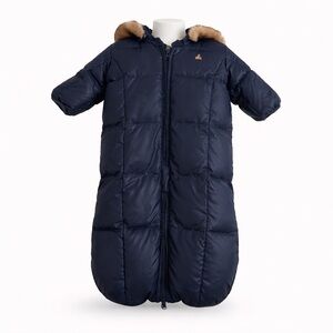 Size 0-3 Months Baby Gap Unisex Navy Puffer Snowsuit Fur Hood